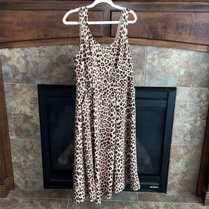 Torrid all over leopard print skater dress midi length size 1 (14-16) fierce